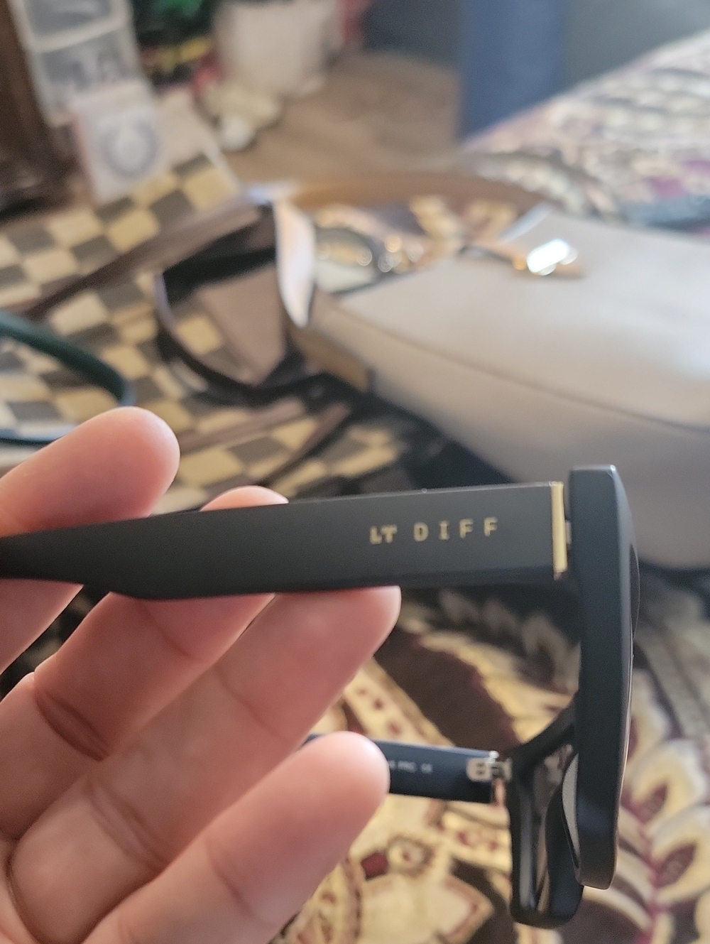 Diff Eyewear Matte Black Sunglasses with Gold Accent - Men's Accessories